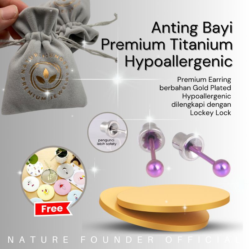 Anting Bayi Titanium/ Anting Bayi/ Anting Anak/ Anting Hypoallergenic/ Anting Titanium
