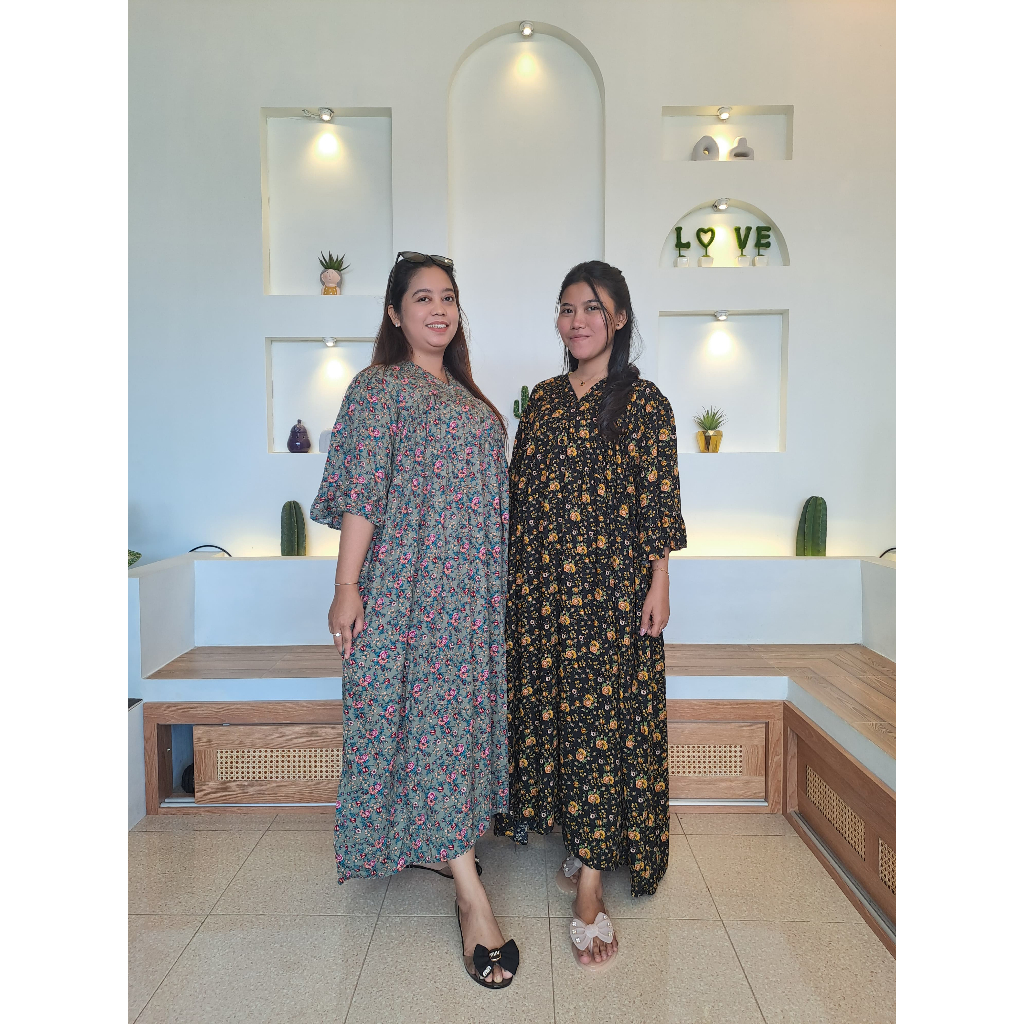 Aulia - Aluna Midi Dress Jumbo Rayon Premium Motif Terbaru Kekinian Bumil Busui Dress Wanita