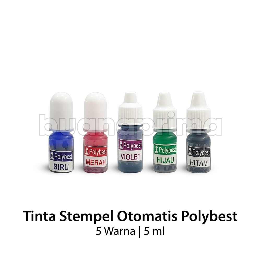 

Tinta Otomatis Polybest Stempel Manis Violet Biru Hitam Merah Hijau