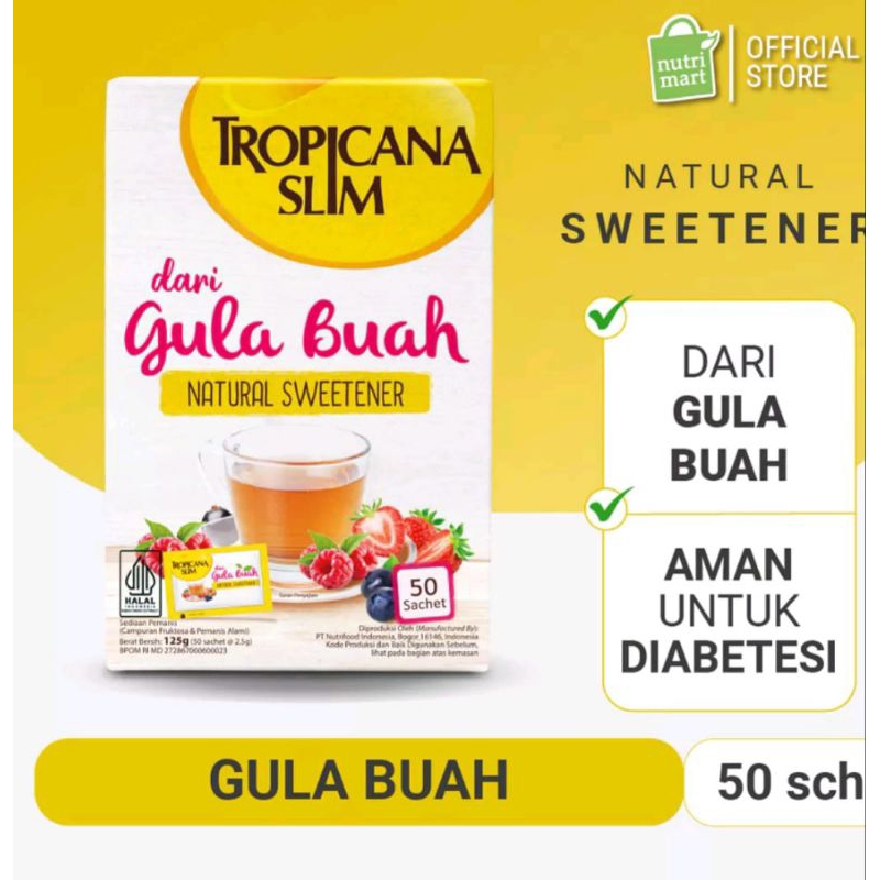 

Tropicana Slim Gula Buah 50 Sachet Termurah