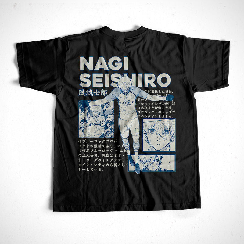 AKIRA WORLD Kaos Anime Distro BLUE LOCK NAGI SEISHIRO cotton 24S (Hitam)
