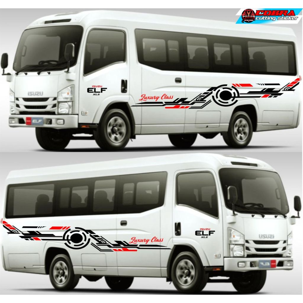 STICKER STIKER MOBIL ELF TRAVEL LONG EXCLUSIVE CLASS CUTTING STICKER LIST BODY SAMPING MOBIL GIGA TR