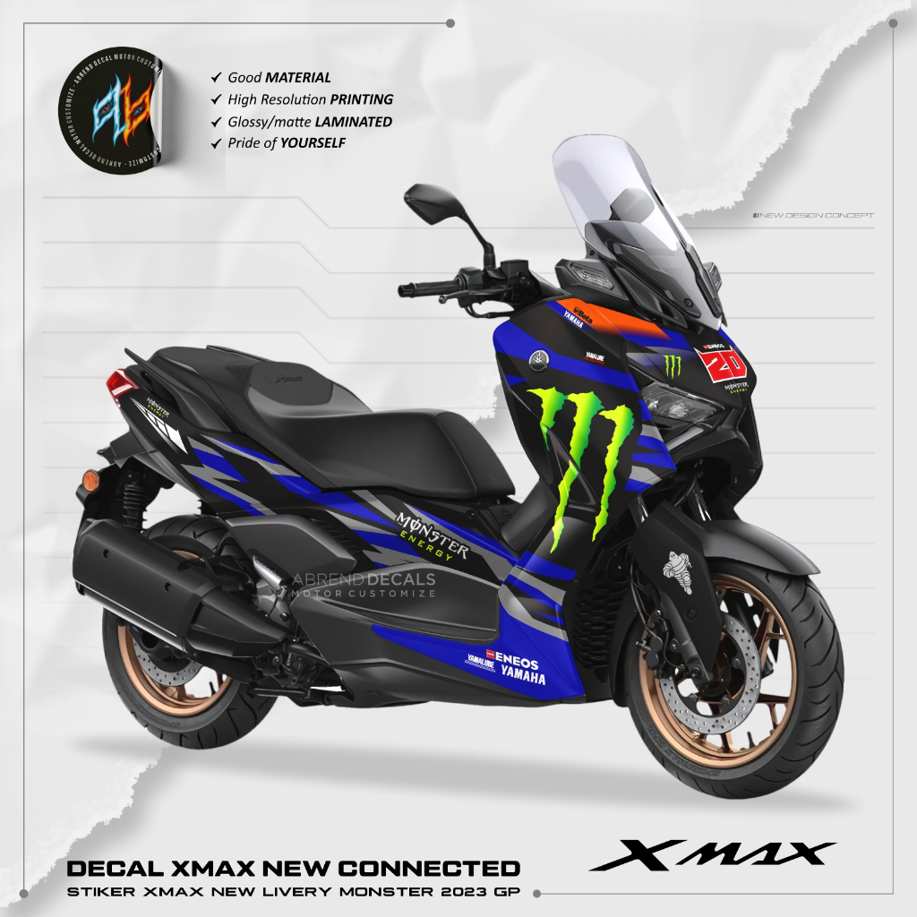 DECAL FULLBODY XMAX CONNECTED LIVERY ME GP 2023 / STIKER MOTOR YAMAHA XMAX NEW / STOCK DECALS