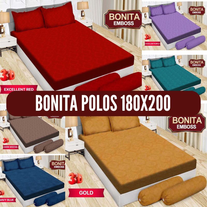 sprei EMBOSS bonita POLOS ukuran 180x200 WARNA TERBARU 100% ORIGINAL KING SIZE
