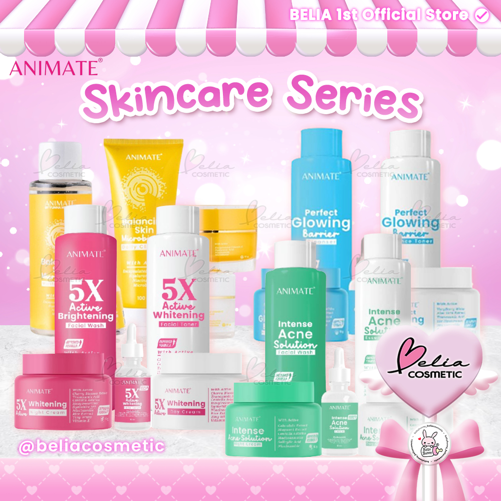 ❤ BELIA ❤ ANIMATE Skincare Series | Pouch | Acne Solution | Glowing Barrier | Whitening Day Cream | 