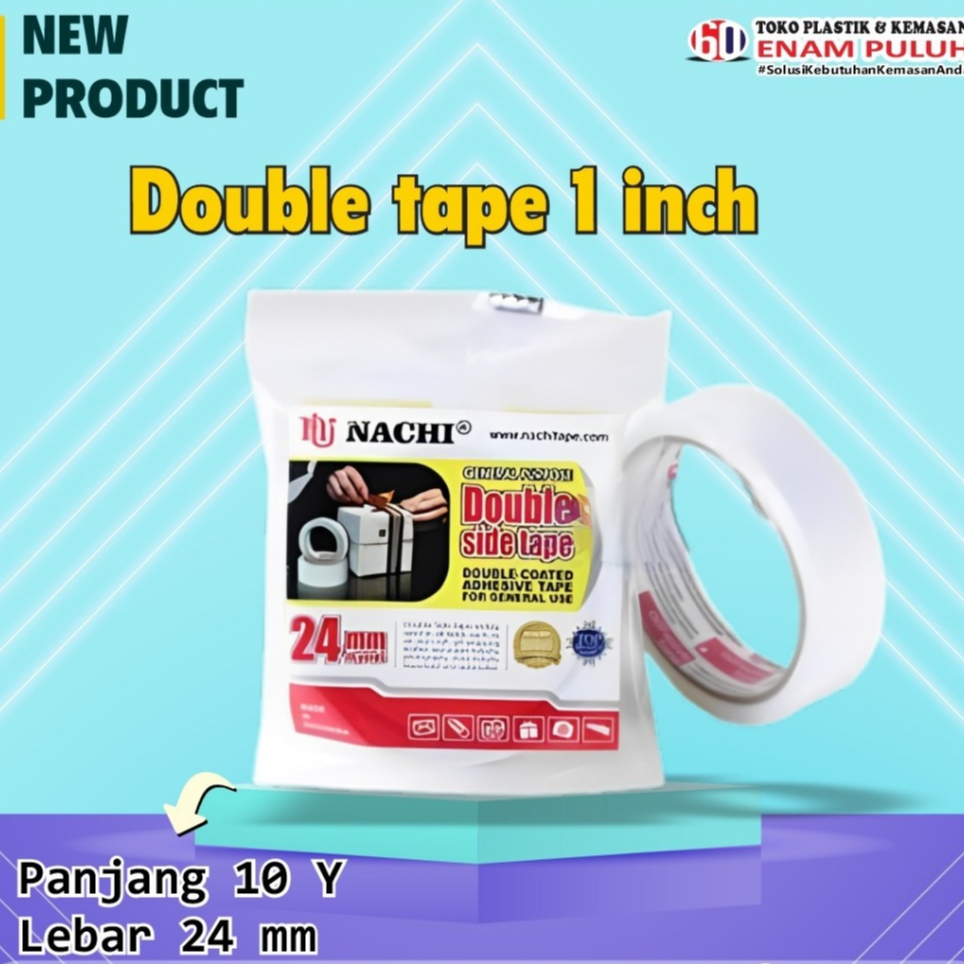 

Double Tipe 1 inch 10 yard 24 mm & Double Tipe nachi 0,5 inch 10 yard 12 mm