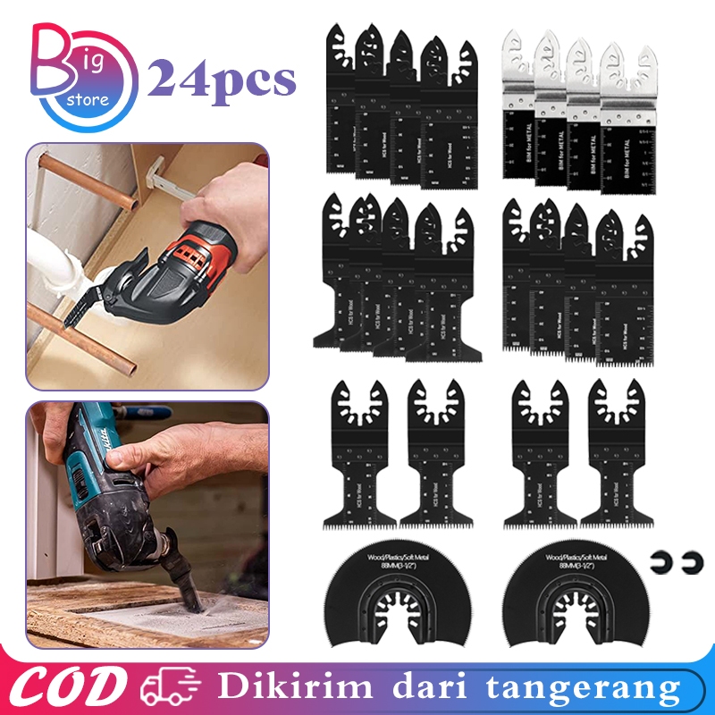 24pcs/Set Berosilasi Bilah Gergaji Mata Gergaji Berosilasi Pisau Gergaji Alat HCS Mata Oscilating To