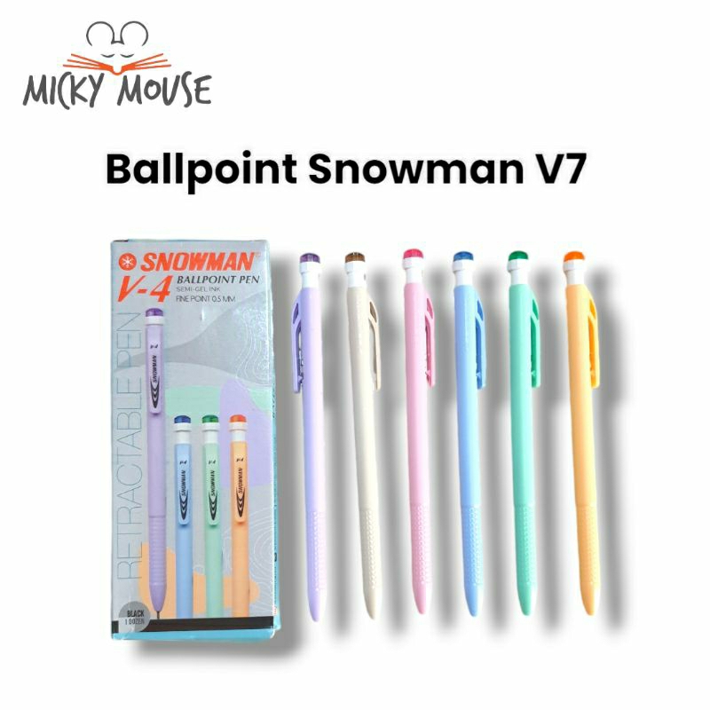 

1 PACK = 12 BIJI Ballpoint Snowman V4 hitam 0.5mm