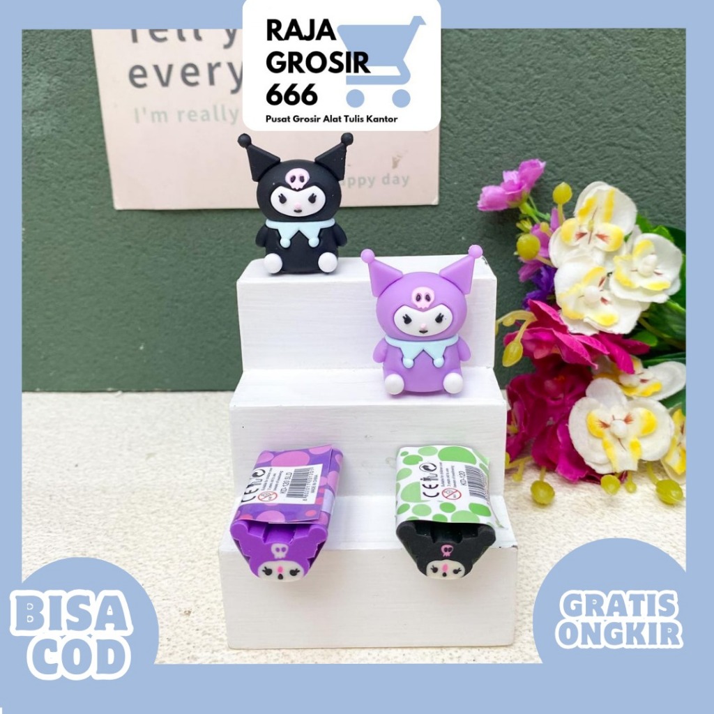 

ER 1471 Set Penghapus Rautan Kuromi dapat 2 pcs / Penghapus Sanrio Kuromi Hitam dan ungu / Set hampers anak alat tulis / Hadiah Lomba sanrio isi penghapus dan rautan / Serutan Sanrio and Eraser