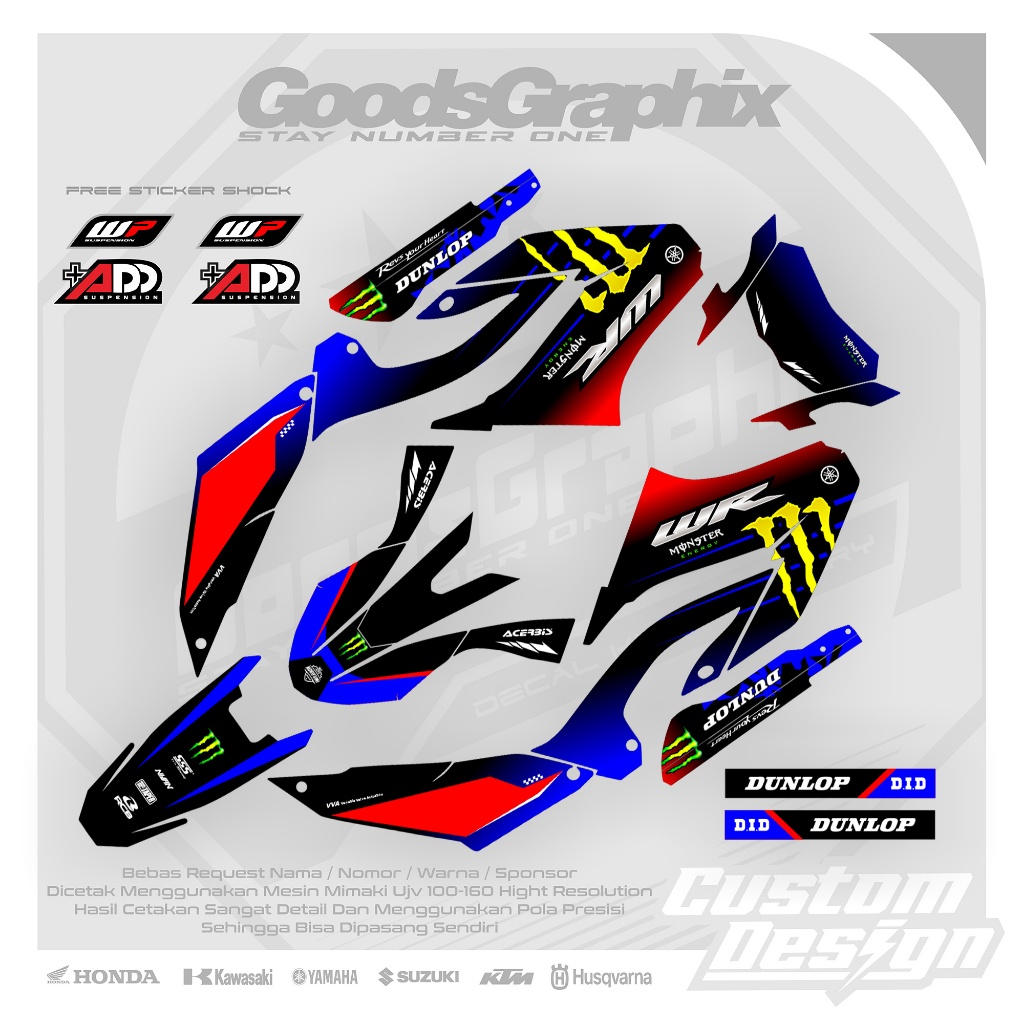 Decal Yamaha Wr 155 Monster Drink Energy - Decal Custom Yamaha Wr 155