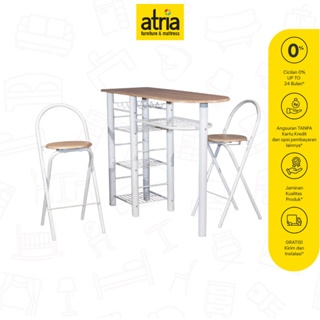 Atria Meja Makan Orbit Atria Set Minimalis 1 Table + 2 Chair Snoma Light