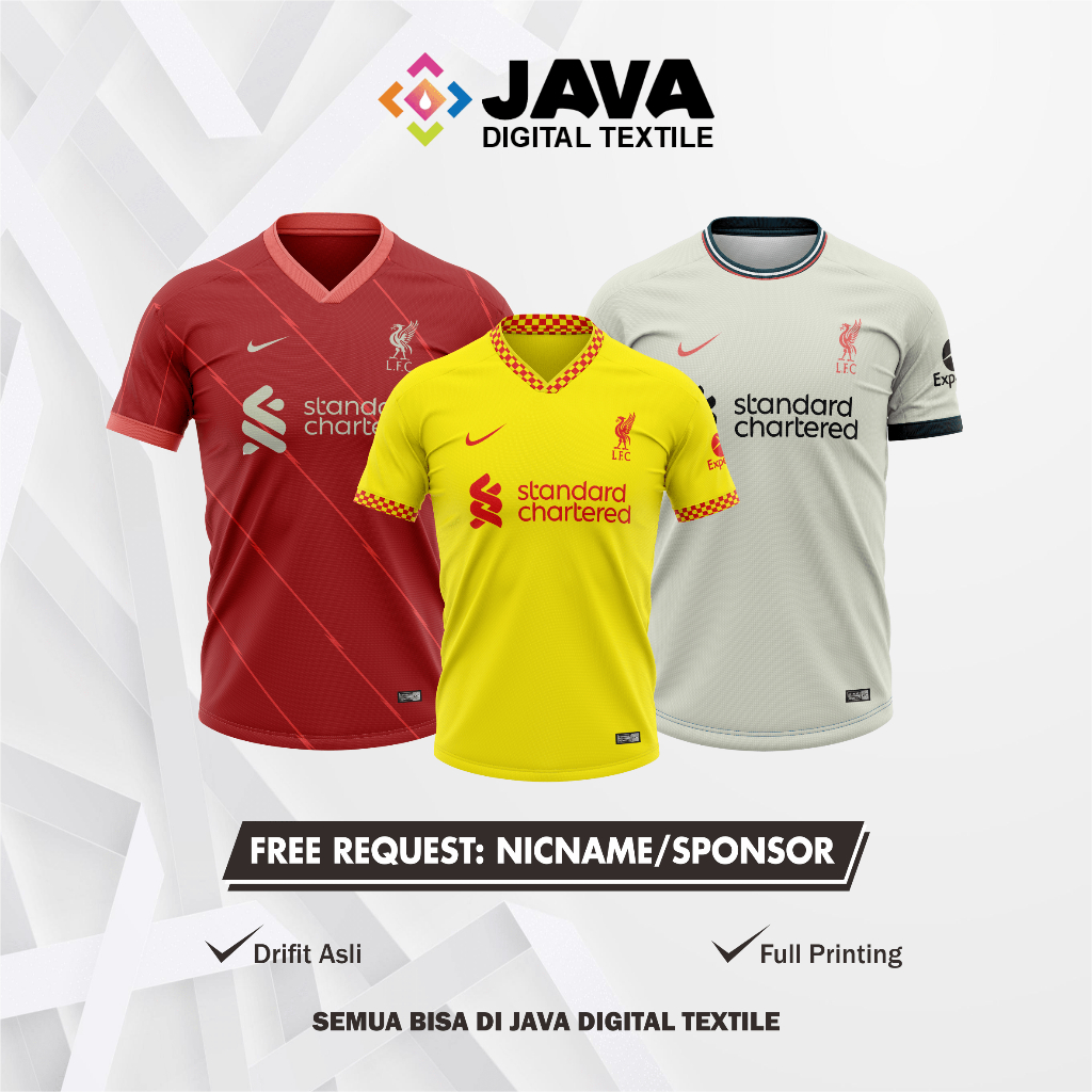 Baju Jersey Bola Terbaru Timnas Liverpool 3rd 2021/2022 Full Printing Bebas Custome Nama