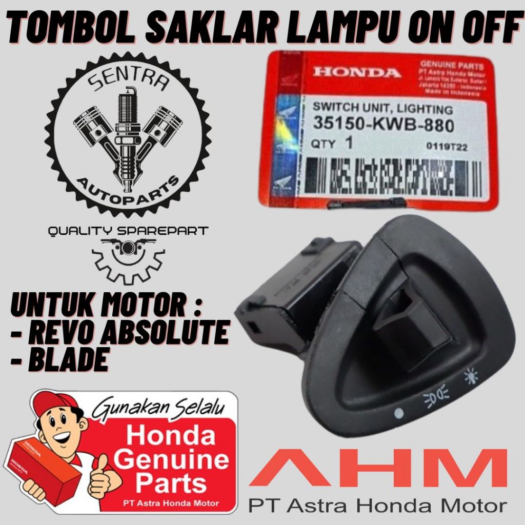 Original AHM Tombol Saklar Lampu On/Off Honda Revo Absolute Blade Switch Unit Lighting