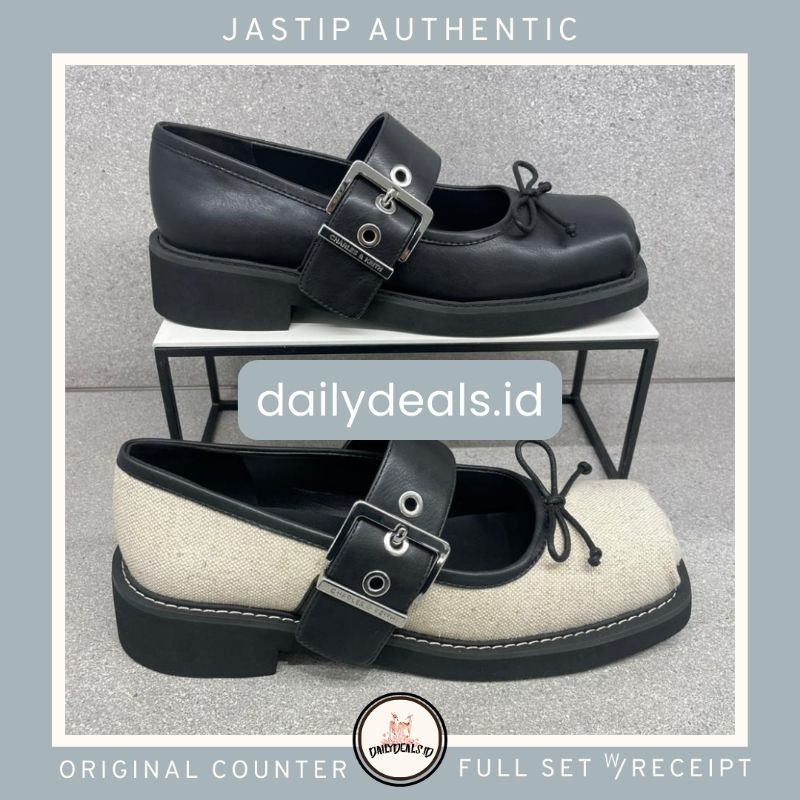 #1-70900521 Linen Bow - Jast[p] CK ORIGINAL COUNTER BUCKLED MARY JANE SEPATU STORE AUTHENTIC ASLI MA