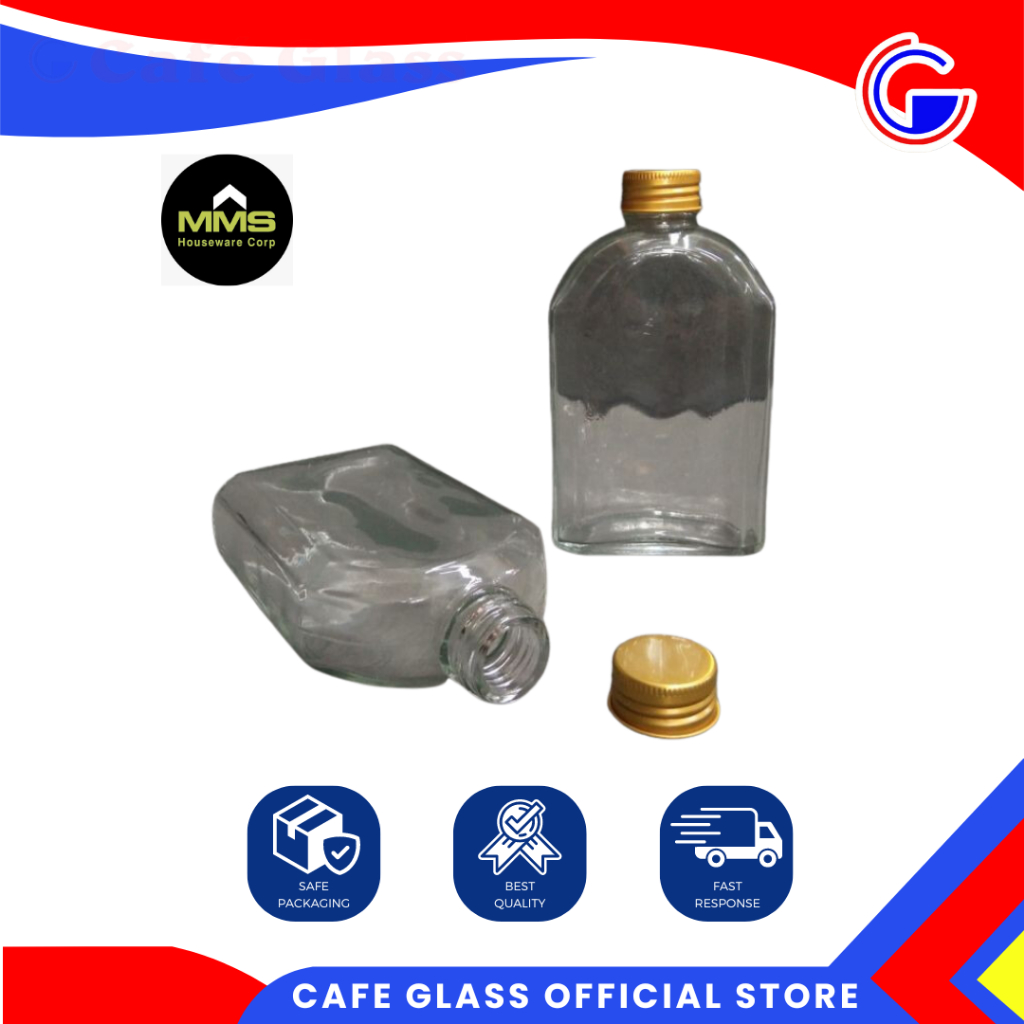 BOTOL KACA POLOS / GLASS BOTTLE GEPENG  250ml | BOTOL JUS JAMU KACA | BOTOL UNIK LUCU