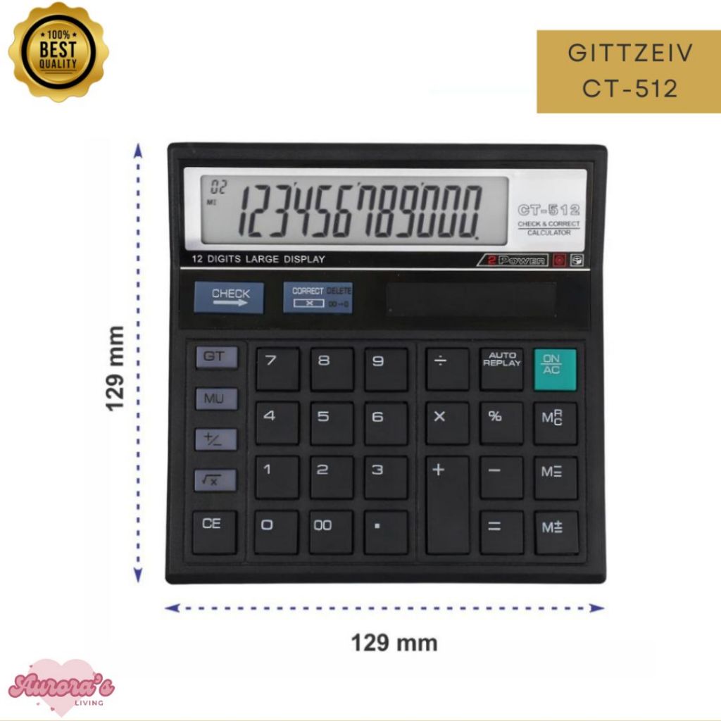 

[ARL] Kalkulator GITTZEIV CT-512 12 Digit / Calculator Check Dual 2 Power