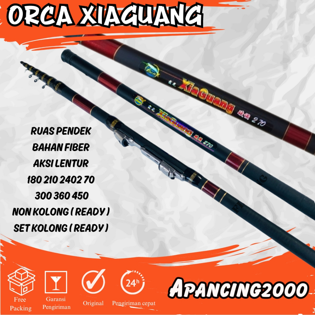 Joran Tegek murah ruas pendek ORCA XIA GUANG 180 210 240 270 300 360 450 cm tegek kolong fiber lentu