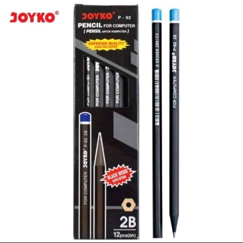 

PENSIL JOYKO 2B P-92 BLACK WOOD/ PENSIL JOYKO 2B P-92 BLACK WOOD/ JOYCO P-92 (1pak isi 12 pcs)