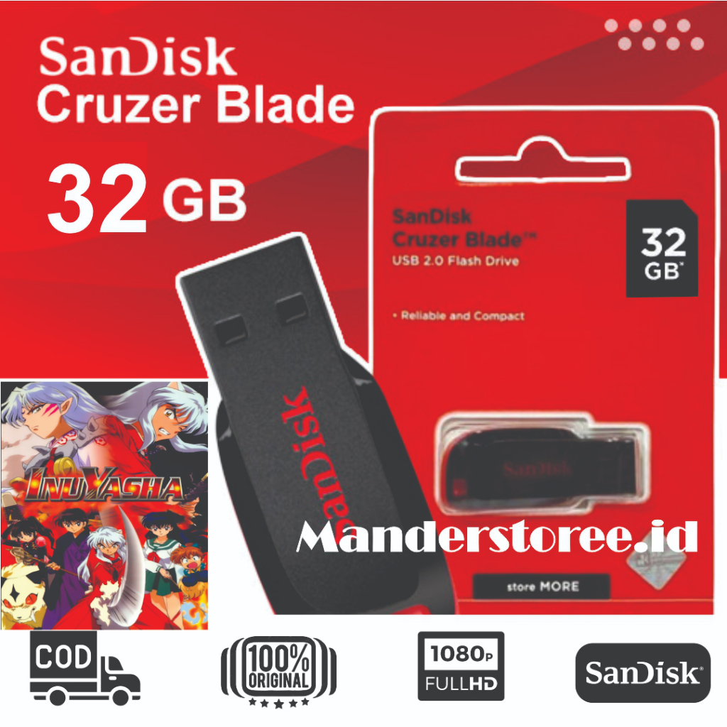 USB Film Inuyasha Series Sandisk 32 GB for Handphone/TV 720p Bluray