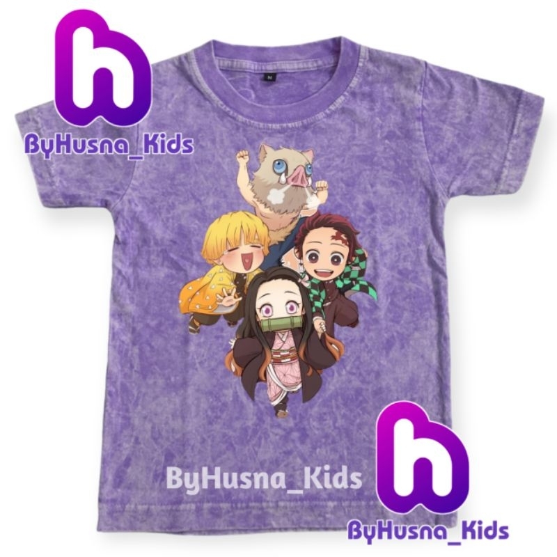 BAJU WASHED ANAK KAOS ANAK NEZUKO ANIME KIMETSU NO YAIBA DEMON SLAYER BAHAN PREMIUM PAKAIN ANAK ATAS