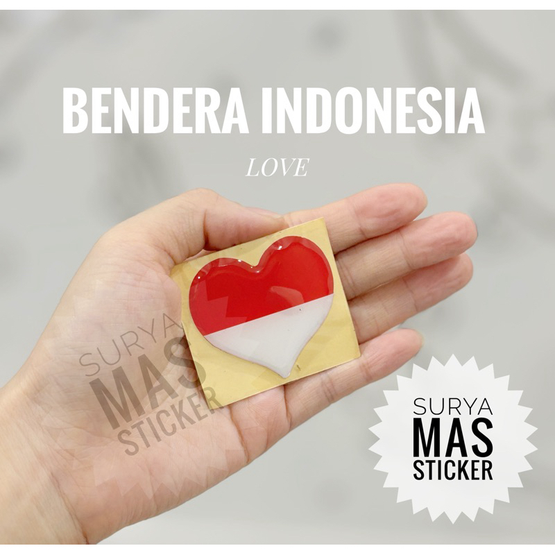 stiker love bendera indonesia timbul motor
