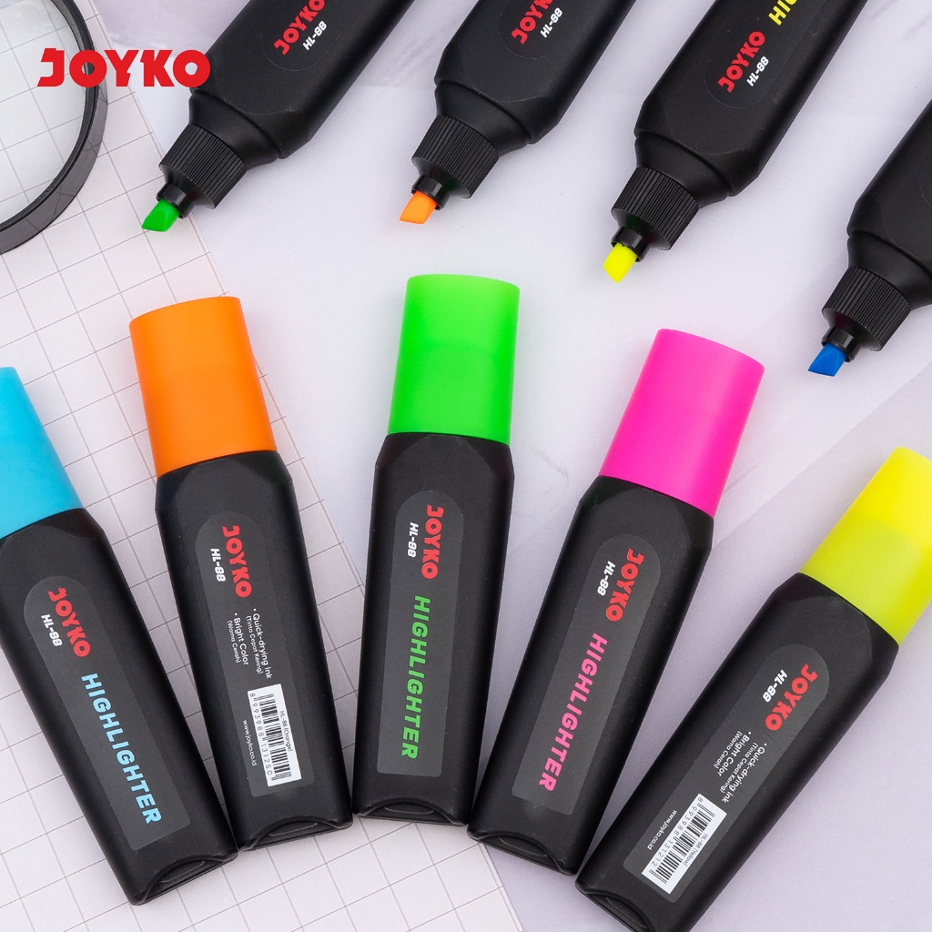 

Joyko Highlighter NEON Colour Blue Green Orange Pink Yellow / Penanda Joyko Warna Neon Biru Hijau Oren Pink Kuning HL-88