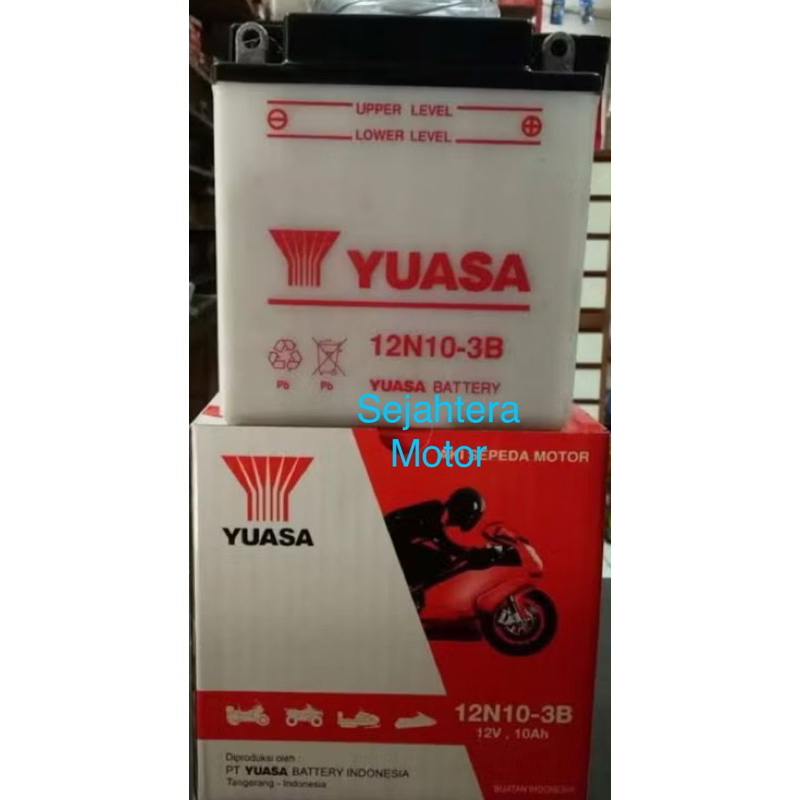 Baterai Aki BASAH asli YUASA 12N10-3B untuk VESPA