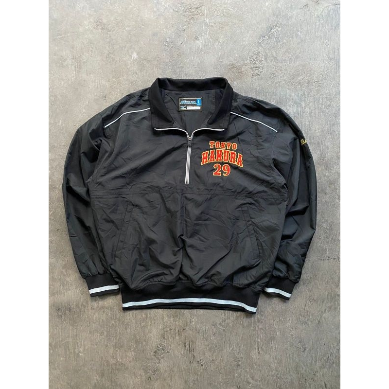 baseball jacket mizuno halfzip black