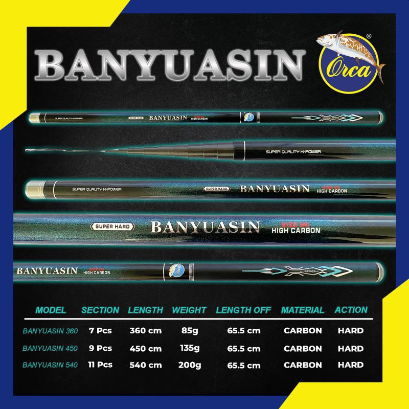 Joran tegek ORCA BANYUASIN 360 450 540 Terbaru tegek kaku ringan kuat bahan carbon