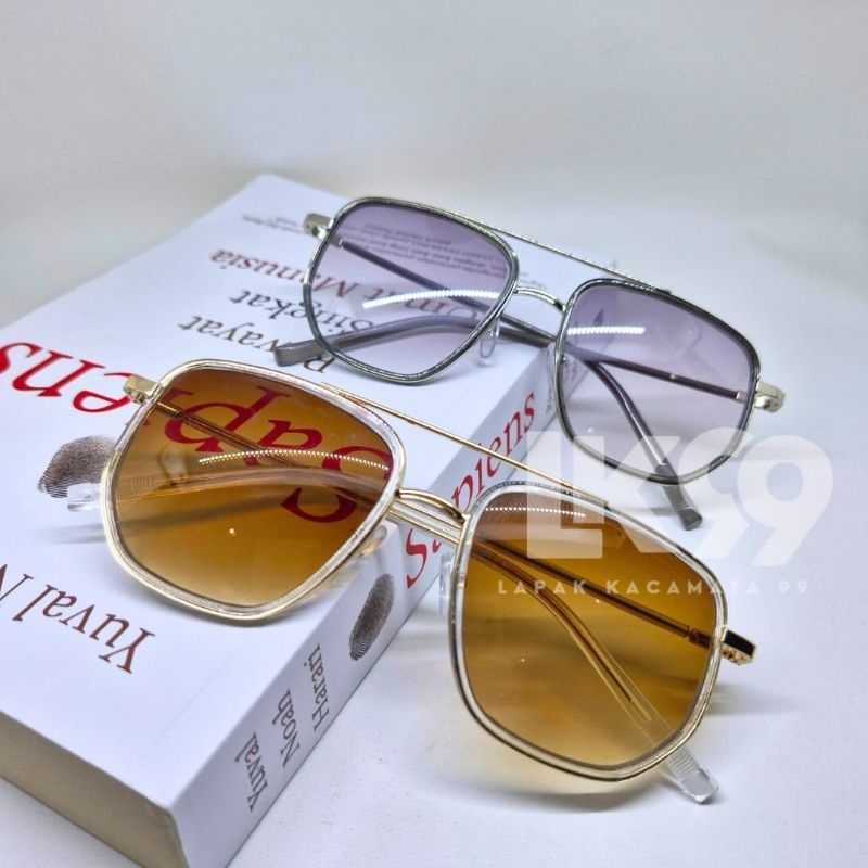 Kacamata Hitam Aviator Pria Sunglass Lensa Warna Kaca Mata Fashion Keren Cowok