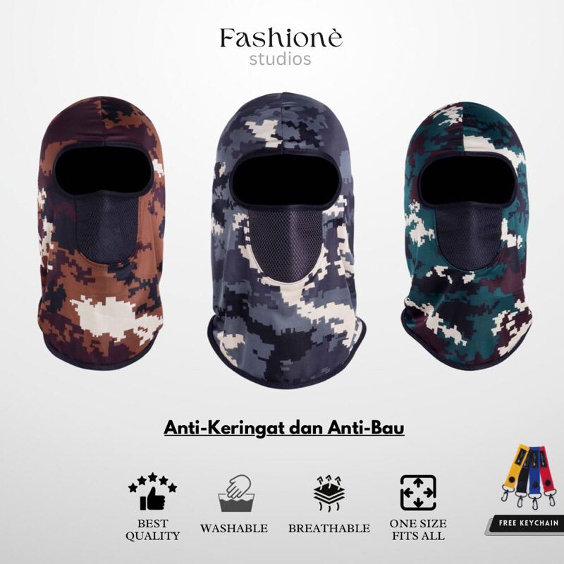 Masker Buff Full Face Ninja Balaclava Masker Motor Pria Army Loreng Tebal Baff Anti Debu Bahan Katun