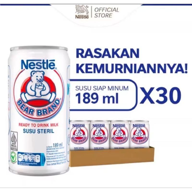 

NESTLE BEAR BRAND Susu Sapi Steril Siap Minum 189ml 30 pcs