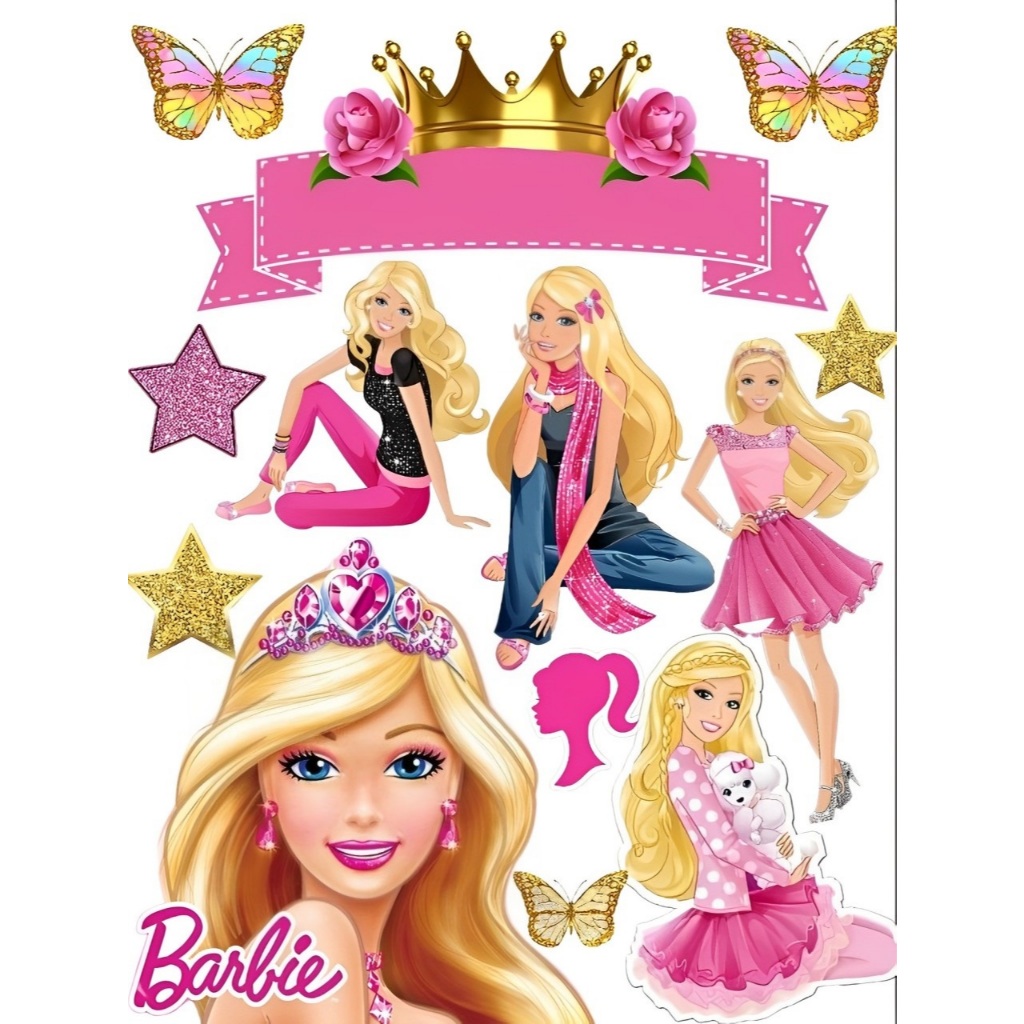 Topper BARBIE / CUSTOM NAMA / Dekorasi Kue Ulang Tahun Anak