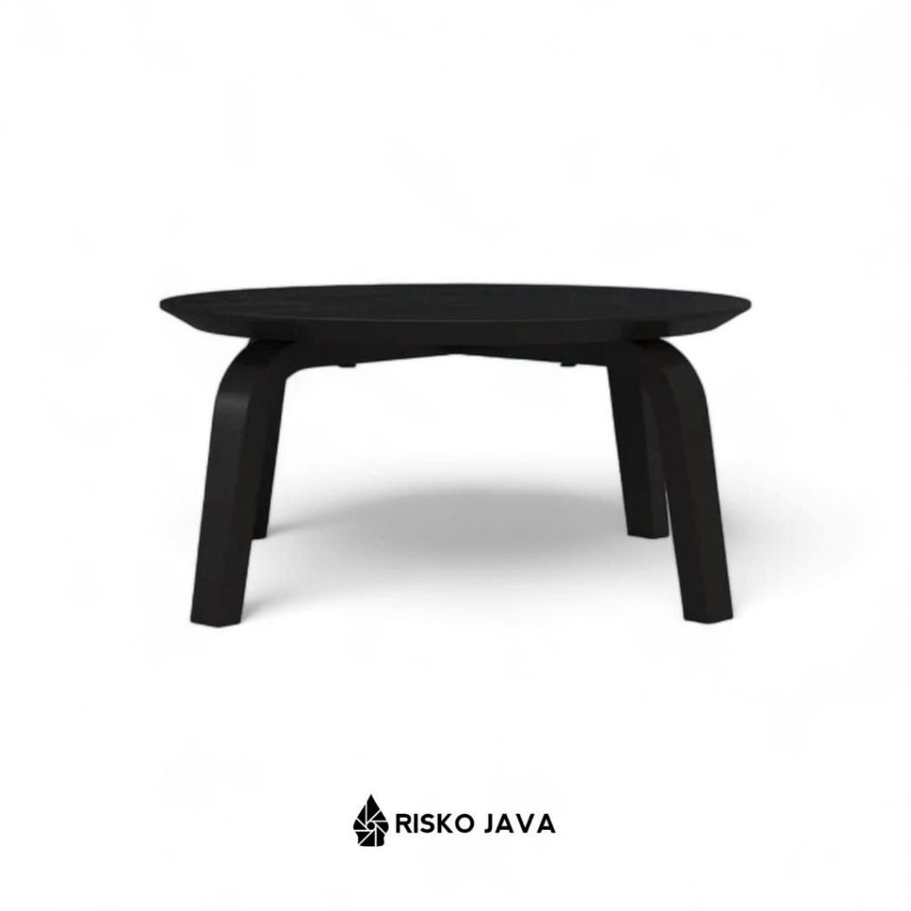 Meja Ruang Tamu Minimalis / Meja Kayu Jati Bulat / Coffe Table Natural Black | MASTERSON