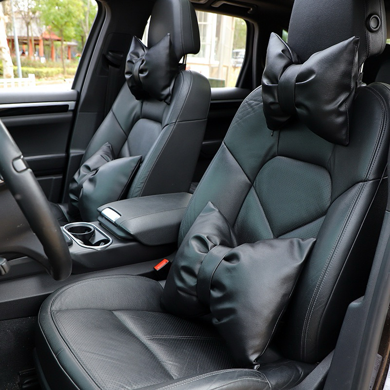 bantal mobil pita hitam kulit 1pcs