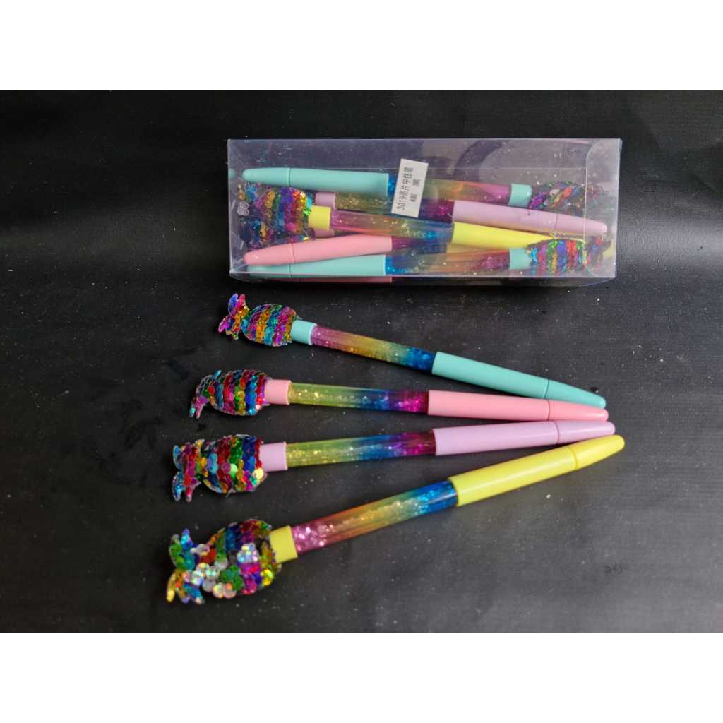 

(4Pc) Pulpen Tinta Dengan Motit Manik Air Gliter / Pena Air Gliter Karakter Lucu / Gel Pen Gliter