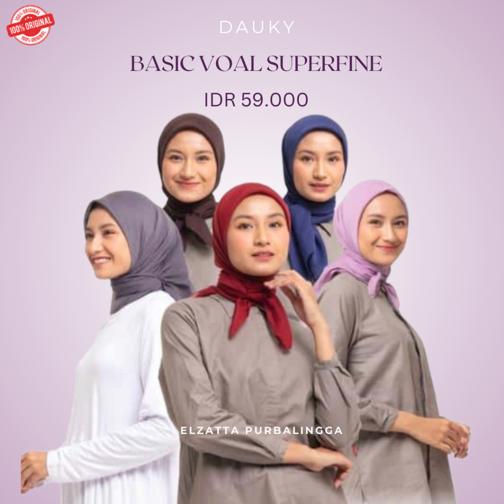 Dauky Jilbab Segi Empat Polos Voal Plain Scarf Square Scarf