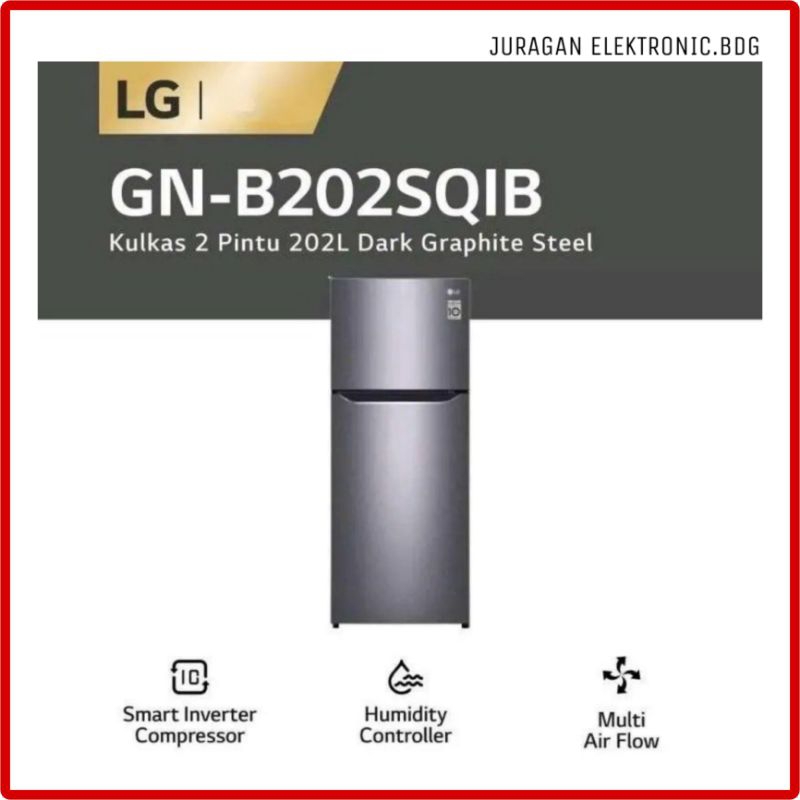 LG Kulkas 2 Pintu 202Liter Smart Inverter Compressor dengan Multi Air Flow dan Boks Sayur Besar - Da