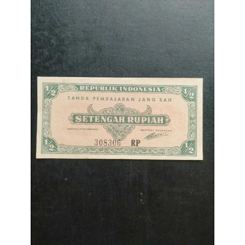 1/2 rupiah seri ORI tahun 1945 seri pertama kemerdekaan 0,5 roepiah rp0.5