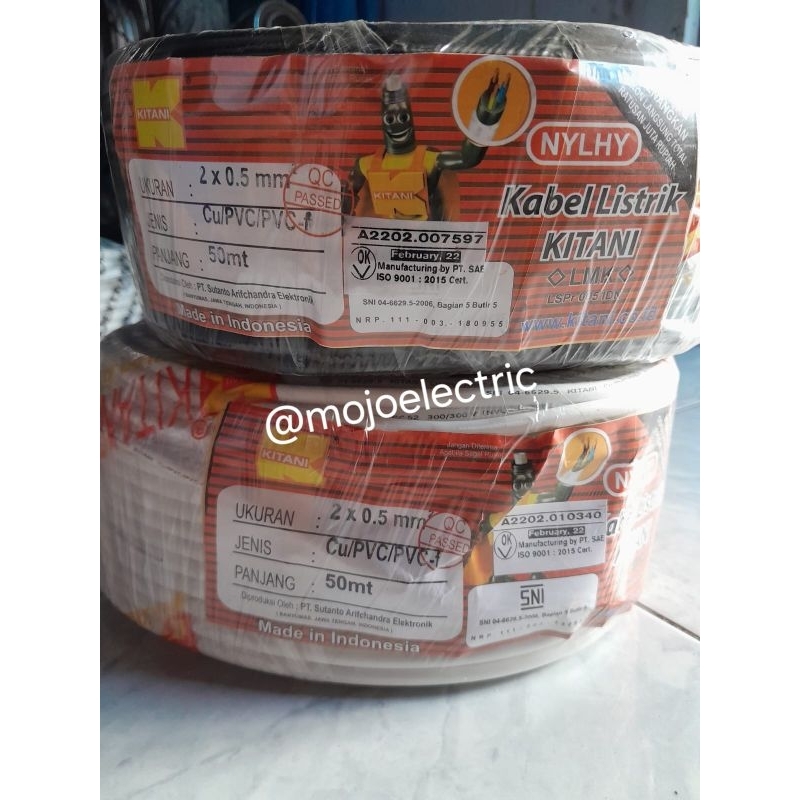 Kabel Serabut Kitani 2x0,5 @50Meter