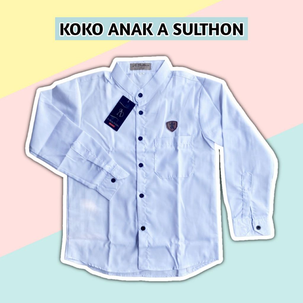 Koko Putih Anak / Koko Anak A Sulthon / Koko Anak Laki Laki Terbaru / Baju Koko Anak Laki Laki / Baj