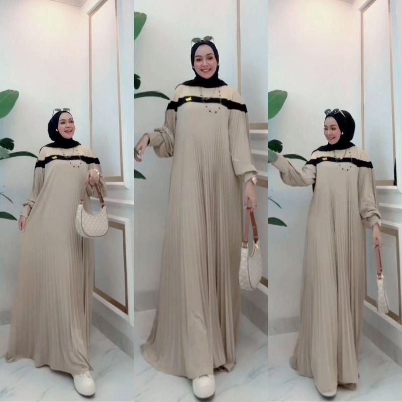 GAMIS PLISKET MAHARANI // GAMIS MAXY DRESS LENGAN BALON ORIGINAL