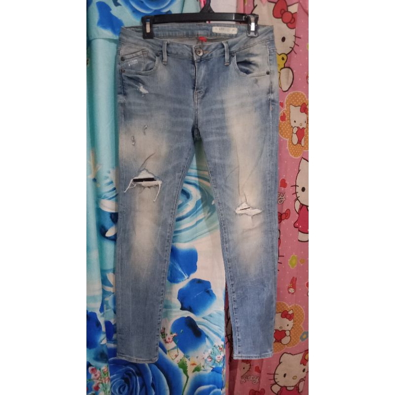 preloved celana jeans wanita riped LOGO size XL/27