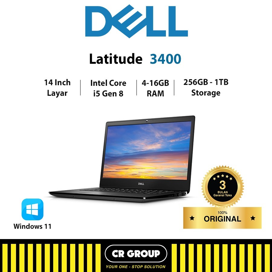 Laptop Dell Latitude 3400 Intel Core i5 / i7 Gen 8 RAM 8GB Storage 256GB 14" Inch 1920x1080 Garansi 