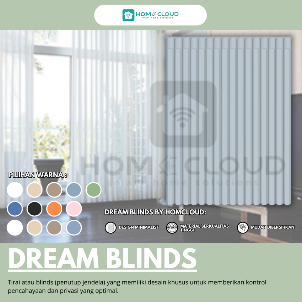 Dream Blinds otomatis Phantom Blinds Tirai Vertikal -  Tirai Gulung Gorden Kantor