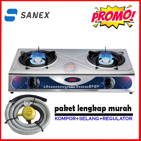 KOMPOR GAS 2 TUNGKU/KOMPOR GAS 2 TUNGKU STAINLESS/KOMPOR GAS 2 TUNGKU SANEX K-608 STAINLESS