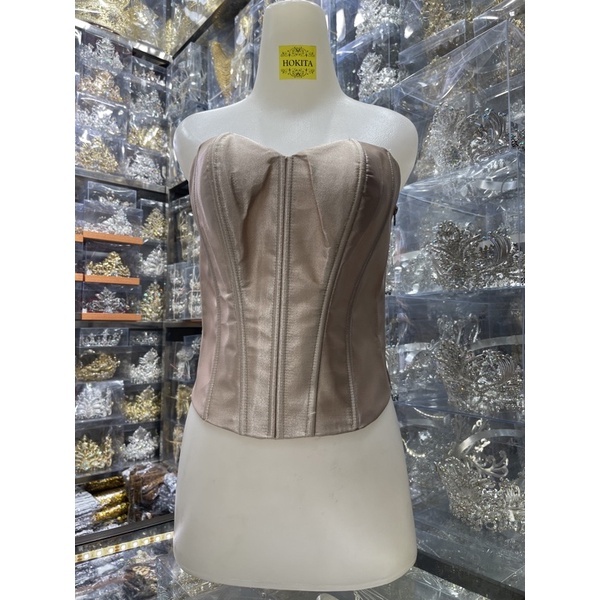yuh Bustier Satin /Longtorso Kamisol/Dalaman Kebaya Torso Satin/Kemben Kebaya Resleting Samping