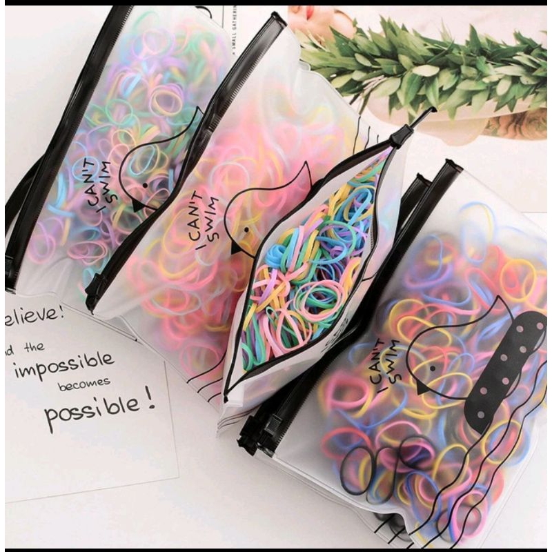 Karet Rambut jepang 1000pcs / Ikat Rambut Warna Warni / Ikat Rambut