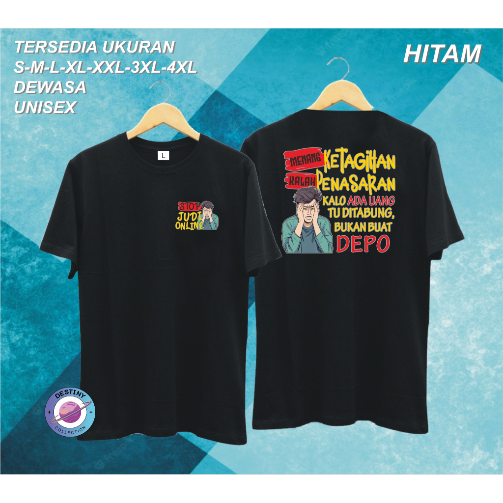 STOP JUDI ONLINE PDK Pakain Pria Atasan T-shirt Kaos Gambar dan Kata Lucu Unisex
