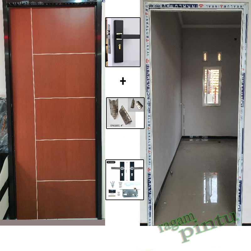 FULL SET pintu rumah+kusen aluminium+handle premium